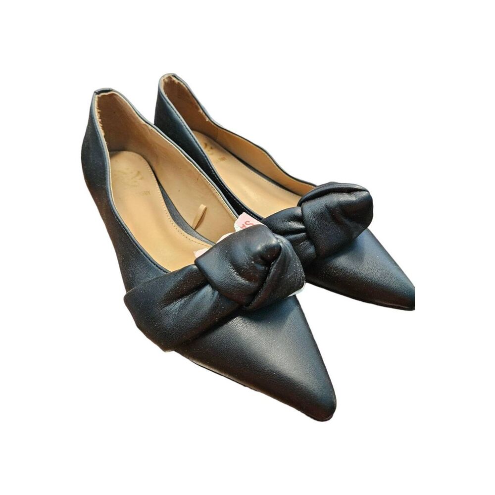 SAM & LIBBY Black Flats Size 8 Top Knot NEW TAGS